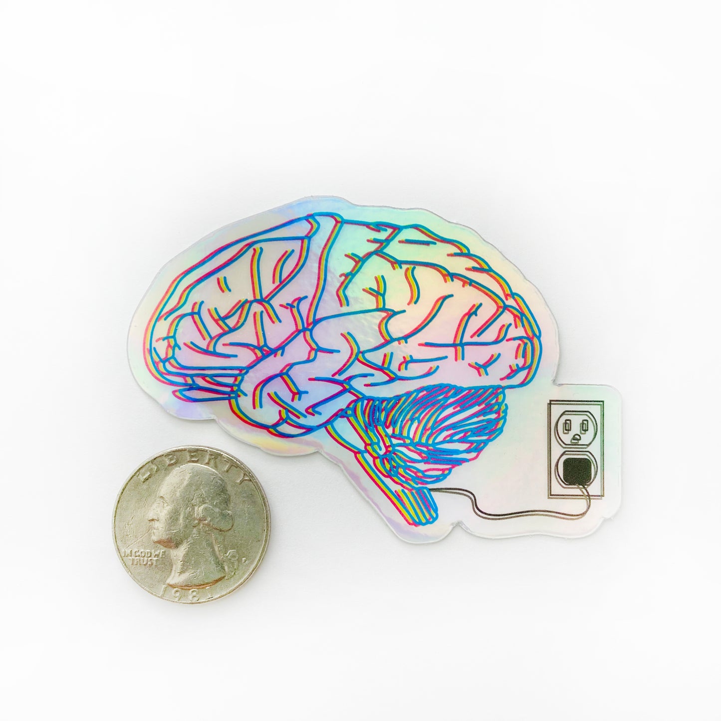 Holographic Electrified Brain Sticker