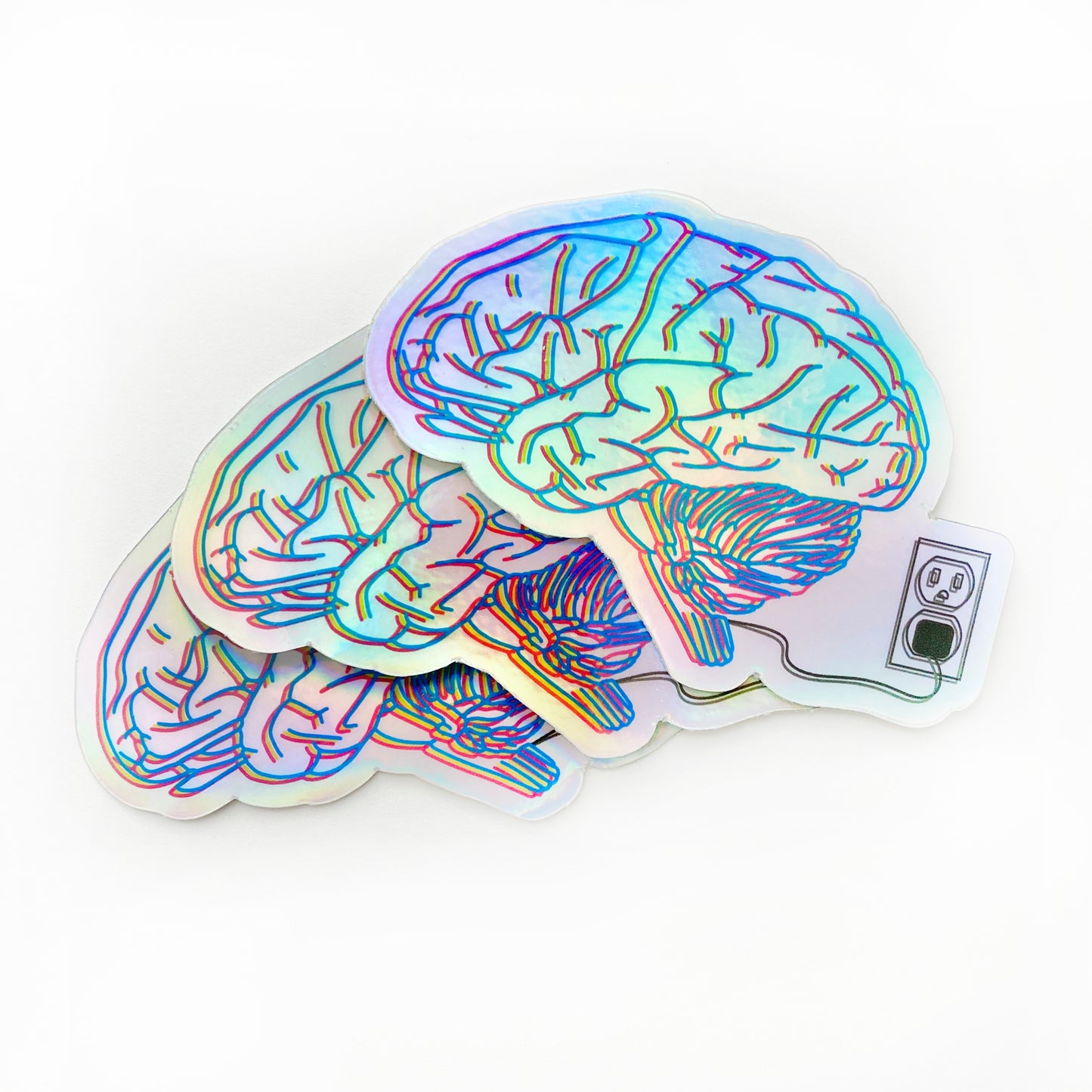 Holographic Electrified Brain Sticker