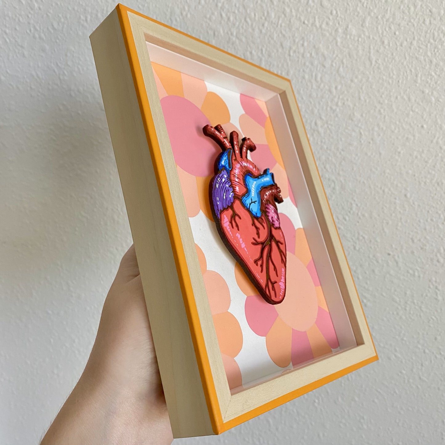 Floral Heart Woodcut Painting